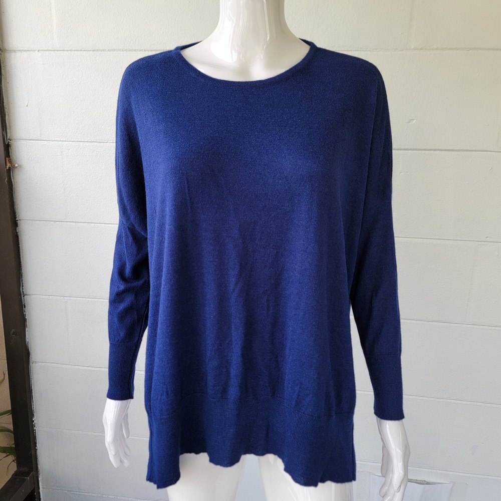 Mersea Amour Classic Navy Blue Heart Patch Sweater Women One Size Oversized Chic